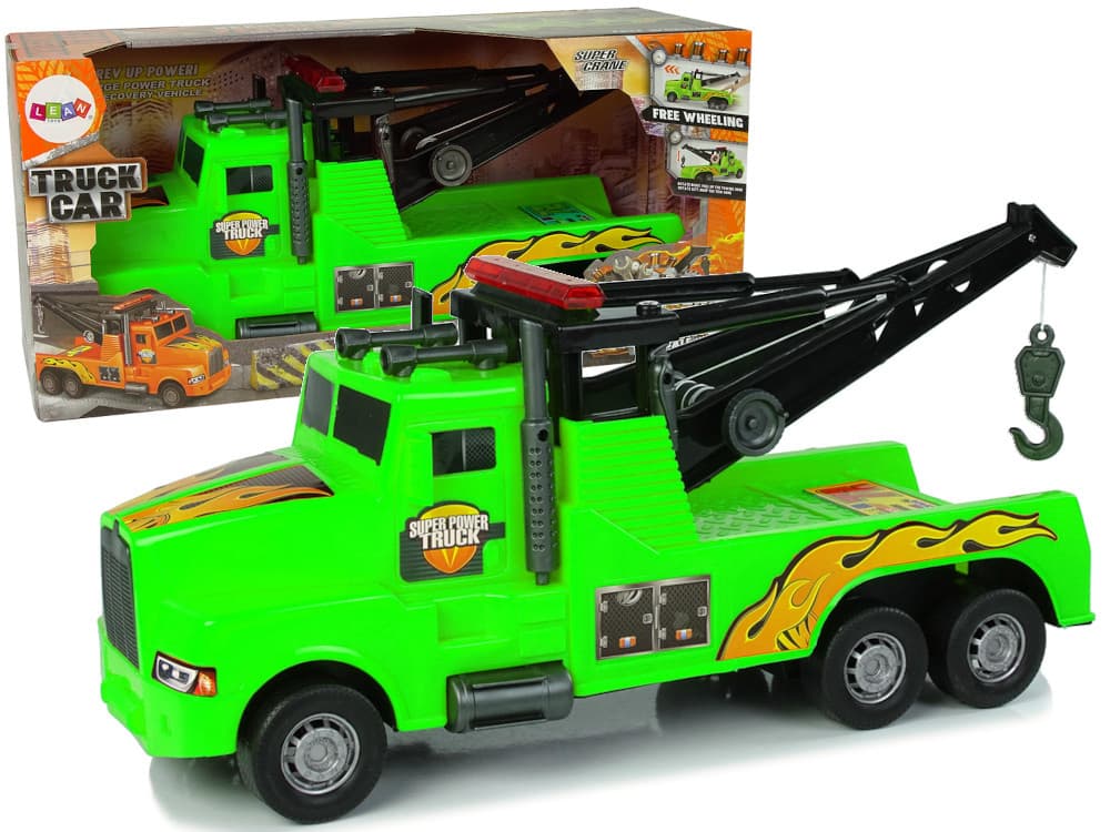 LEAN TOYS Tovornjak vlečna služba, 1:10, z vrvjo, zelena