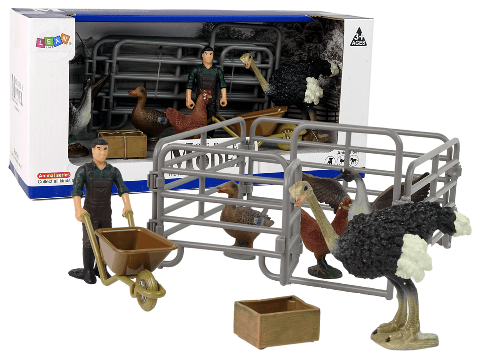 LEAN TOYS Set figuric živali in kmeta z dodatki