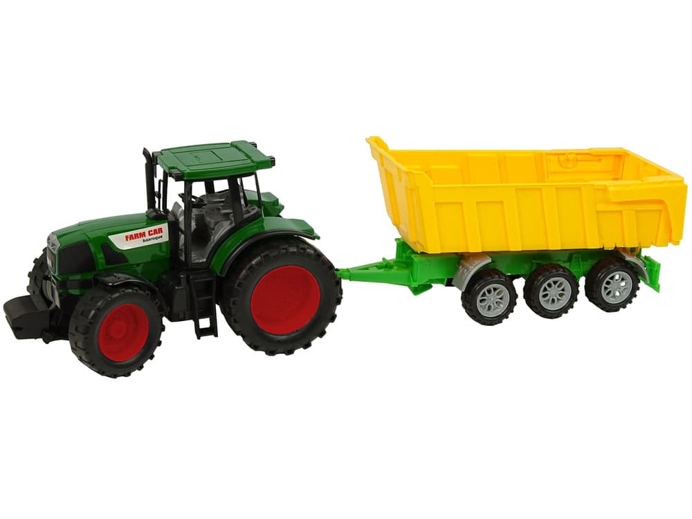 LEAN TOYS Traktor z rdečo kabino in rumeno prikolico, 50 cm 8
