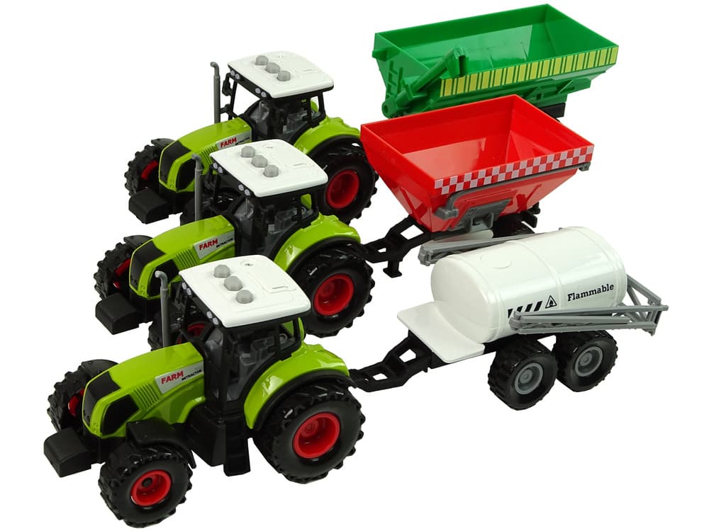 LEAN TOYS Set 3 traktorjev s prikolicami in zvočnimi efekti 2
