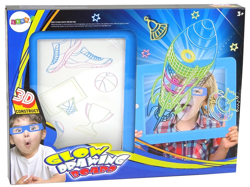 LEAN TOYS Čarobna 3D svetleča tabla za risanje, modra 4