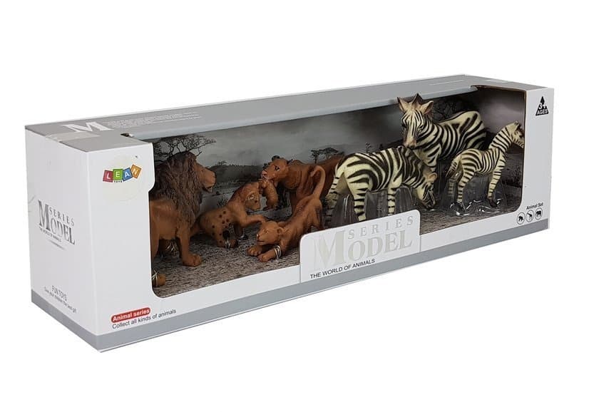 Set figuric divjih živali: levja družina in zebre iz Afrike 2