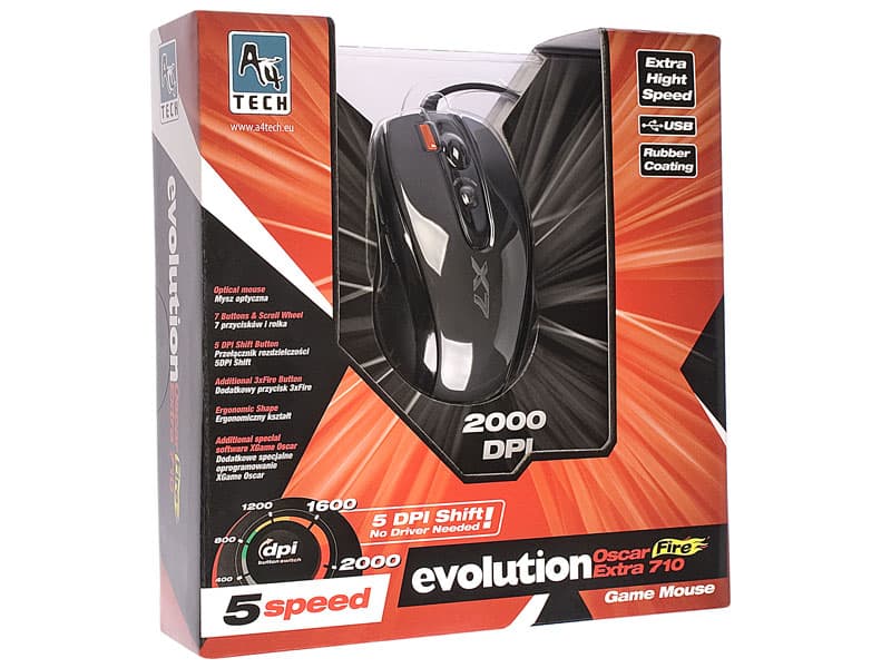 Gaming miška A4TECH XGame Opto Oscar X710BK, 7 gumbov, 2000 DPI 2