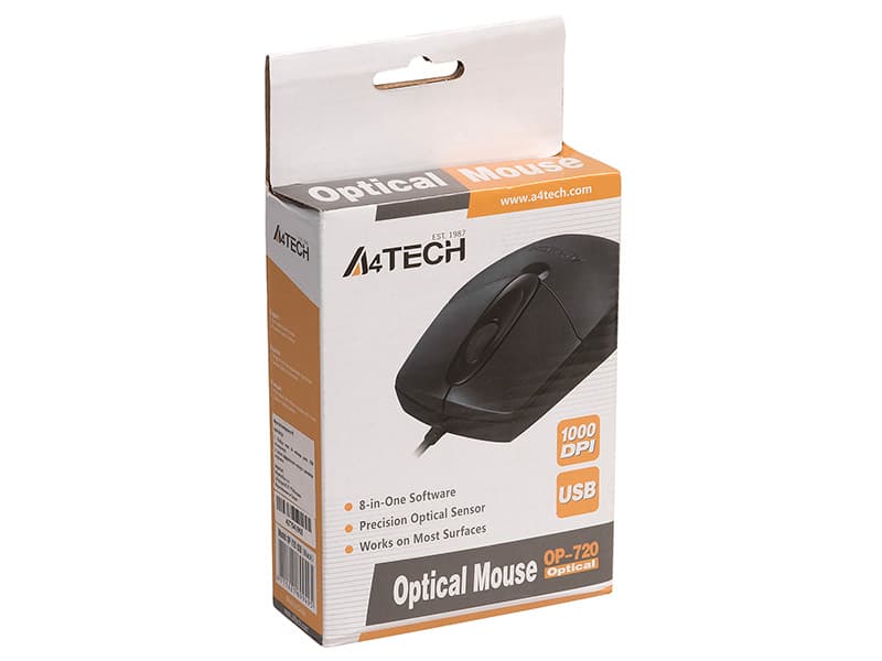 Mysz A4TECH OP-720, USB, črna, 1200 DPI 2