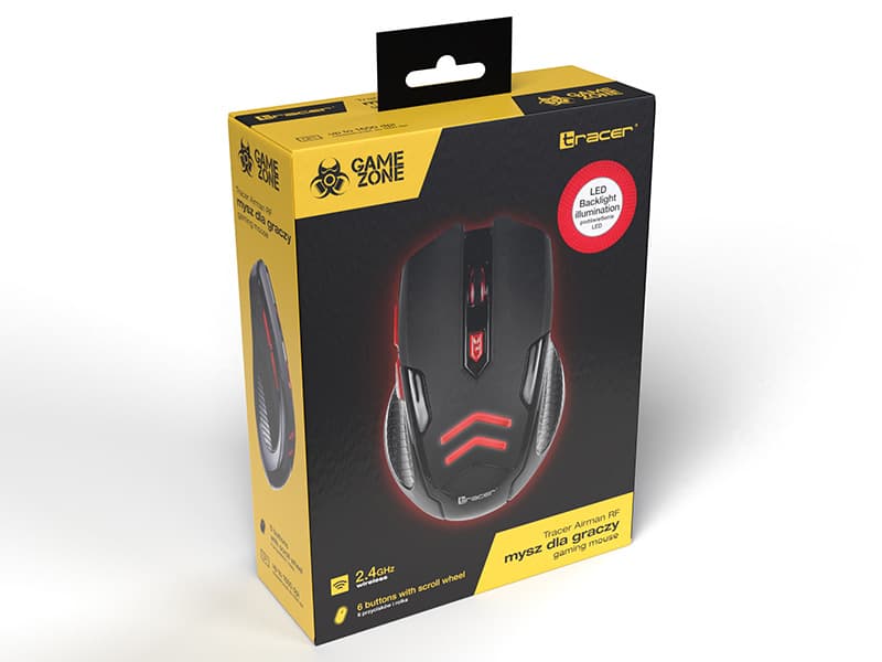 Brezžična miška TRACER Gamezone Airman RF NANO, 1600 DPI 5