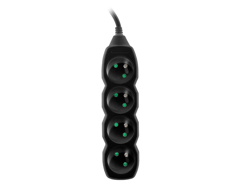 Podaljšek TRACER PowerCord 3,0m (4 vtičnice, črna) 3