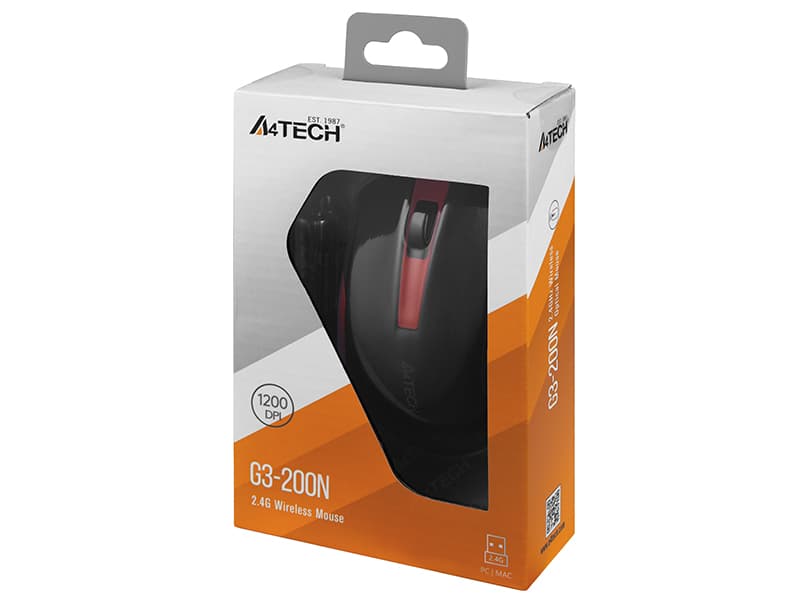 Brezžična miška A4TECH G3-200N-1 V-Track, črna/rdeča 4
