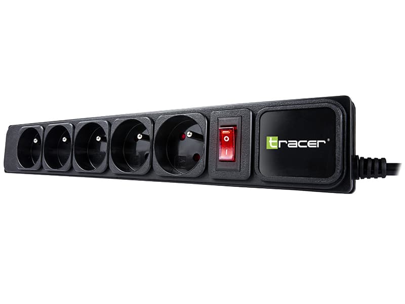 Napajalni trak TRACER PowerGear 3,0 m Črna (5 vtičnic) 3