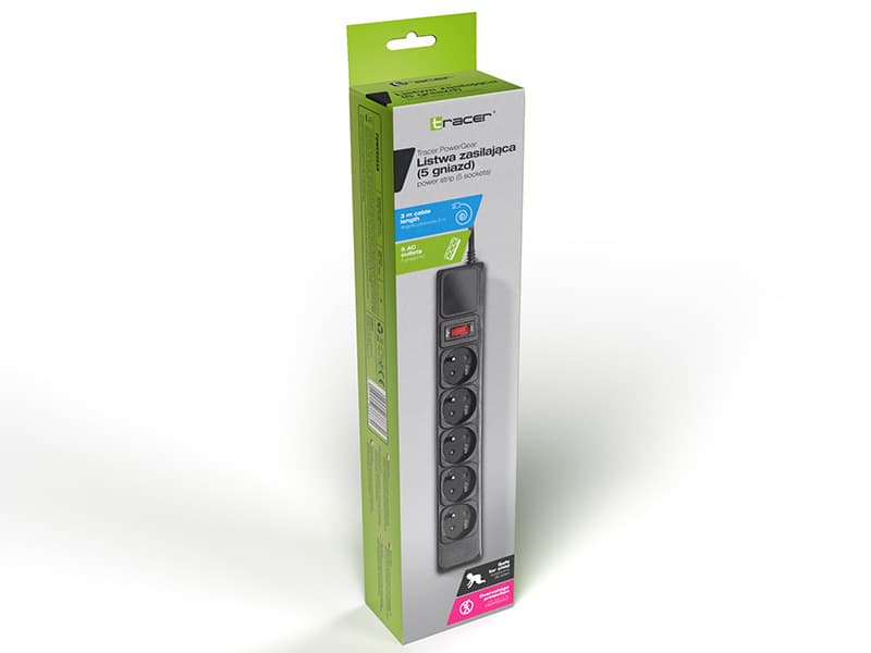 Napajalni trak TRACER PowerGear 3,0 m Črna (5 vtičnic) 4