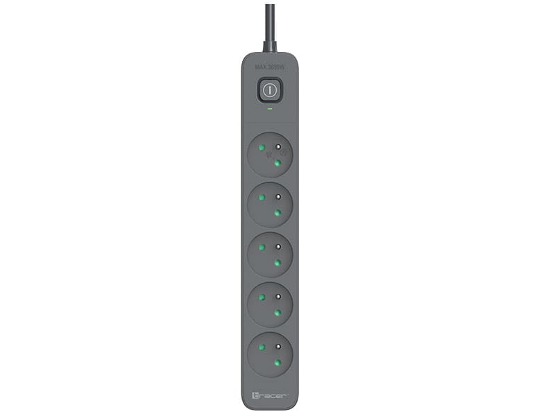 Razdelilnik z zaščito TRACER Power Line+ 1,8m, 5 vtičnic