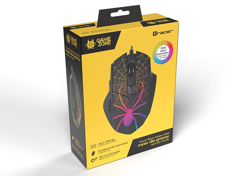 Miška TRACER GAMEZONE Black Widow USB, RGB 6