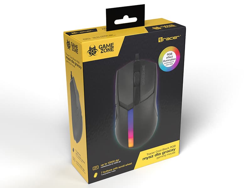 Gaming miška TRACER GAMEZONE COOL Black RGB, do 12000 DPI 8