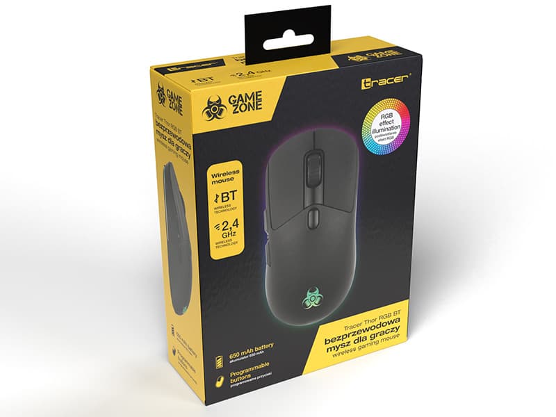 Gaming miška Tracer Gamezone THOR RGB, 2.4GHz+BT 8