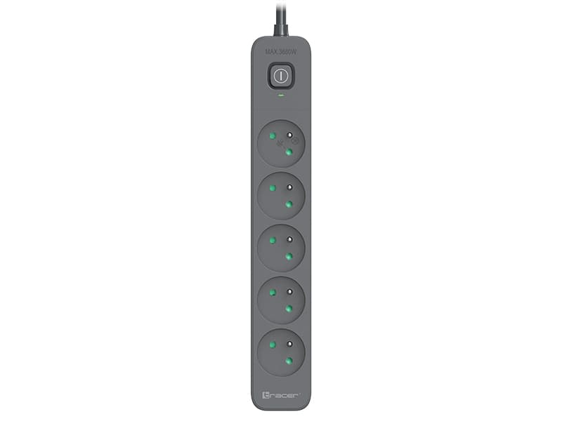 Razdelilnik TRACER Power Line+ 5m, 5 vtičnic, Graphite