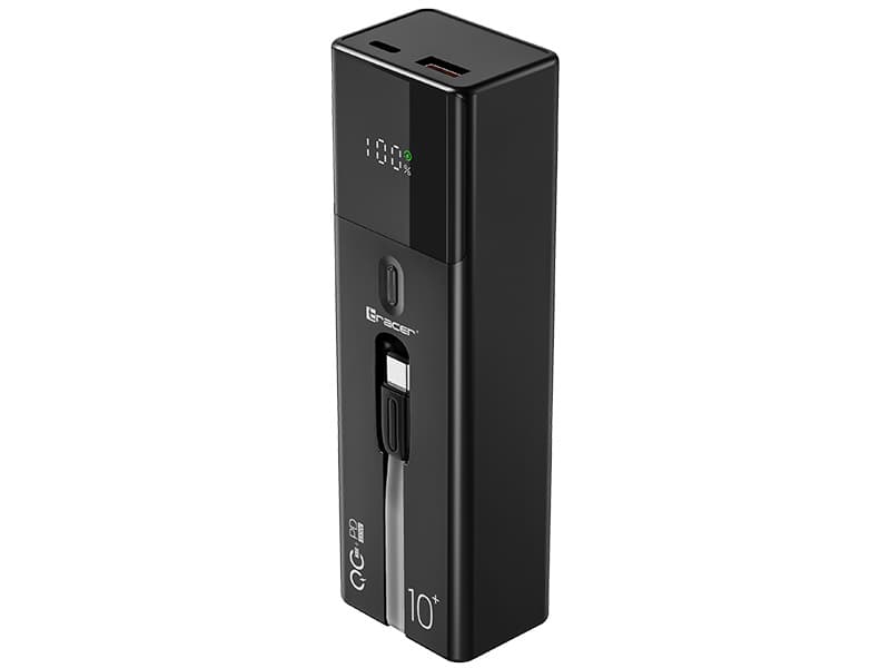 TRACER Quant Power Bank 10000mAh, 100W PD+QC, vgrajen USB-C