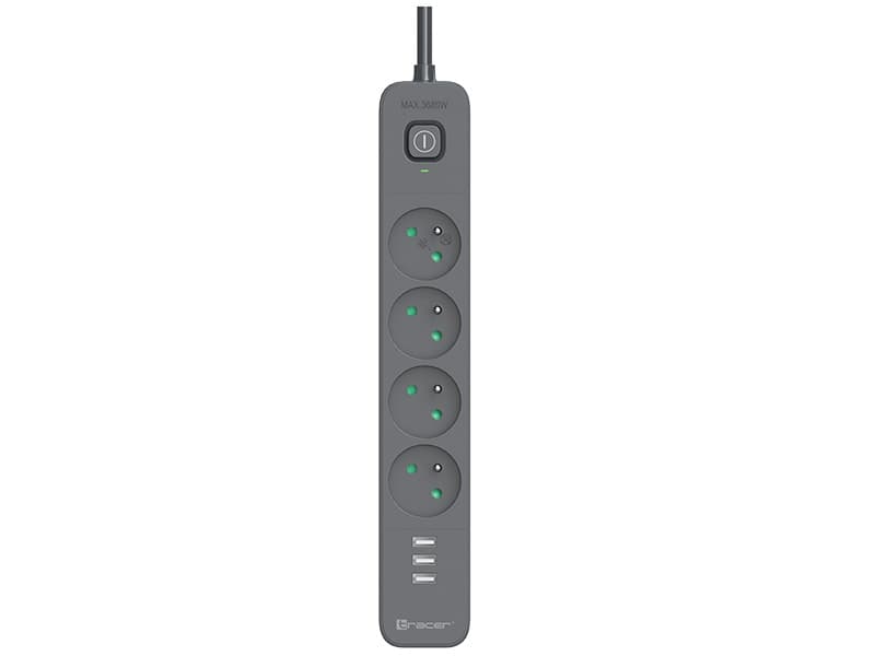 TRACER Prek, 5m, 4x SCHUKO + 3x USB (5V/2.4A)