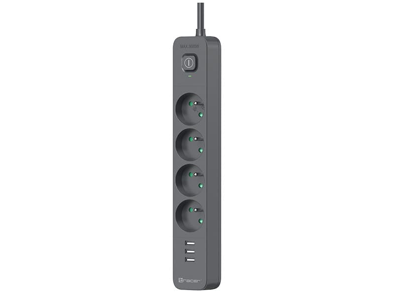 TRACER Prek, 5m, 4x SCHUKO + 3x USB (5V/2.4A) 2