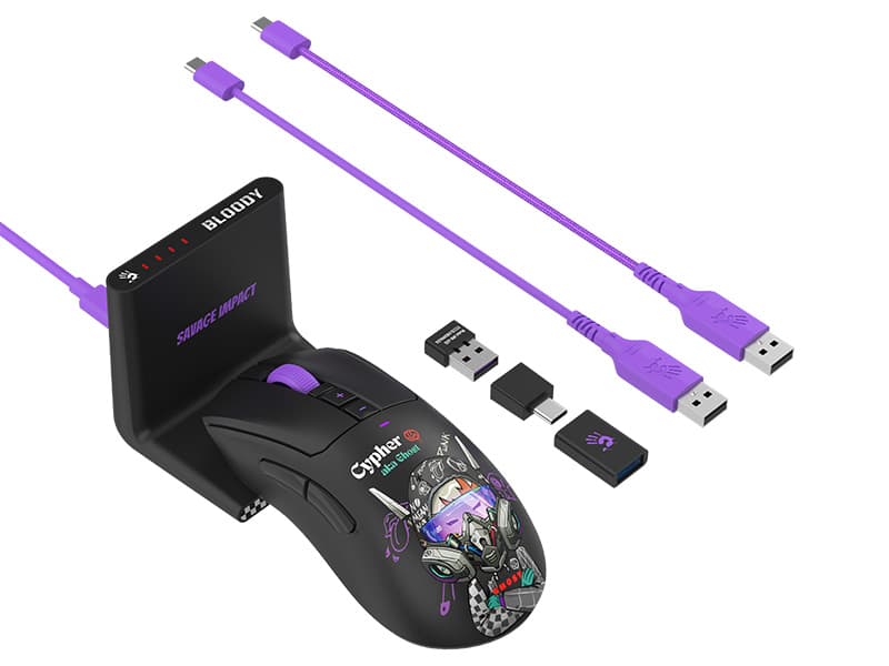 A4TECH BLOODY R73 ULTRA DUO - Brezžična gaming miška 2,4G+USB (Cypher Ghost) 3