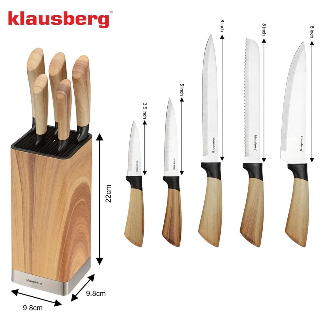 Set 6 kuhinjskih nožev z bloki, nerjavno jeklo, KLAUSBERG KB-9035 5
