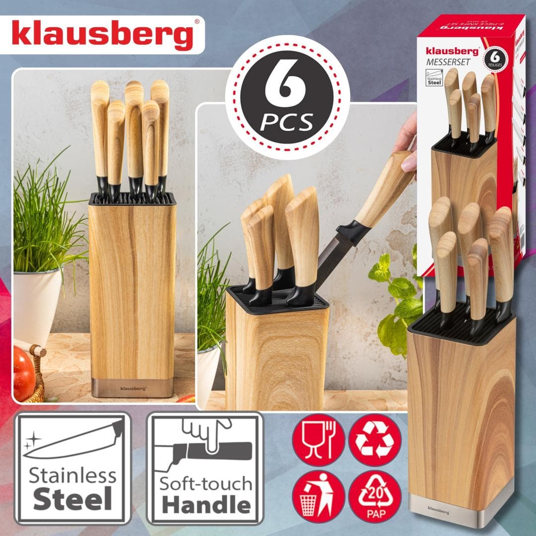 Set 6 kuhinjskih nožev z bloki, nerjavno jeklo, KLAUSBERG KB-9035 4