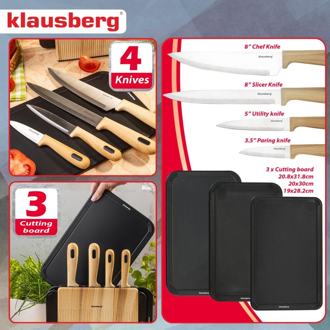 Set 8 nožev in desk z organizatorjem, nerjavno jeklo, KLAUSBERG KB-9037 7
