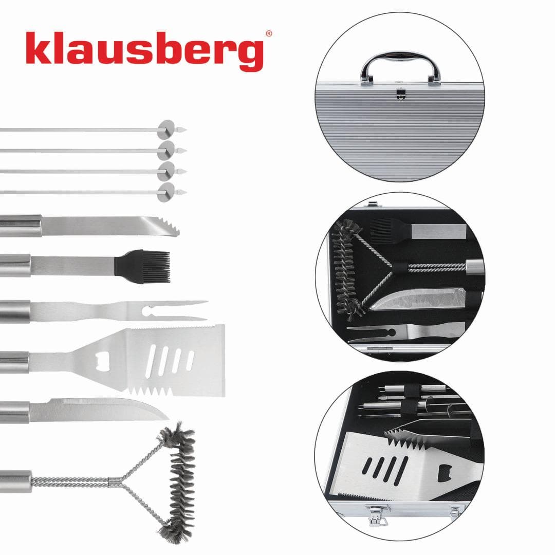 Set za žar Klausberg KB-7901, 10 elementov v kovčku, nerjavno jeklo 4