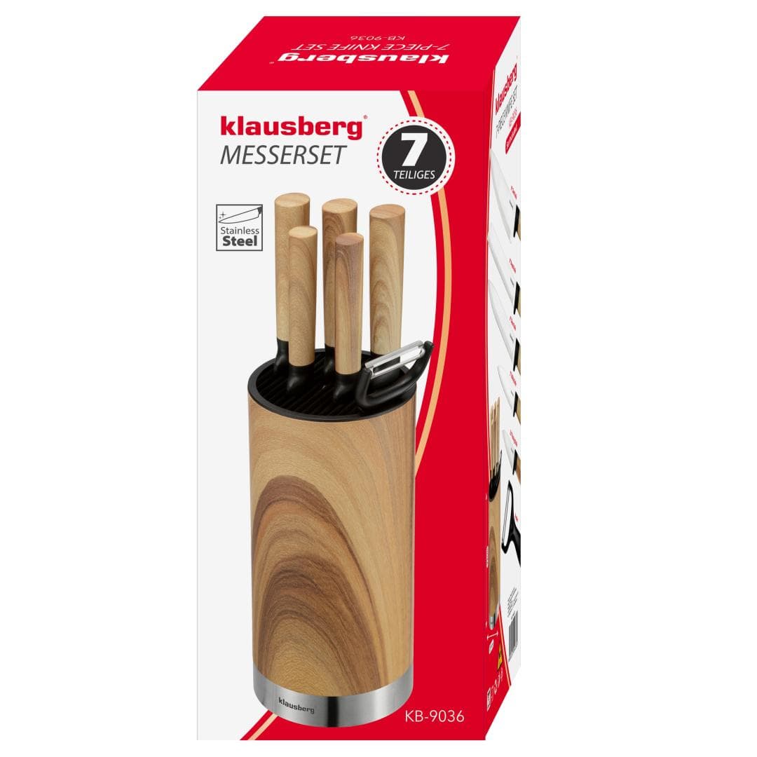 Set 7 kuhinjskih nožev z bloki in luščilnikom, nerjavno jeklo, KLAUSBERG KB-9036 8