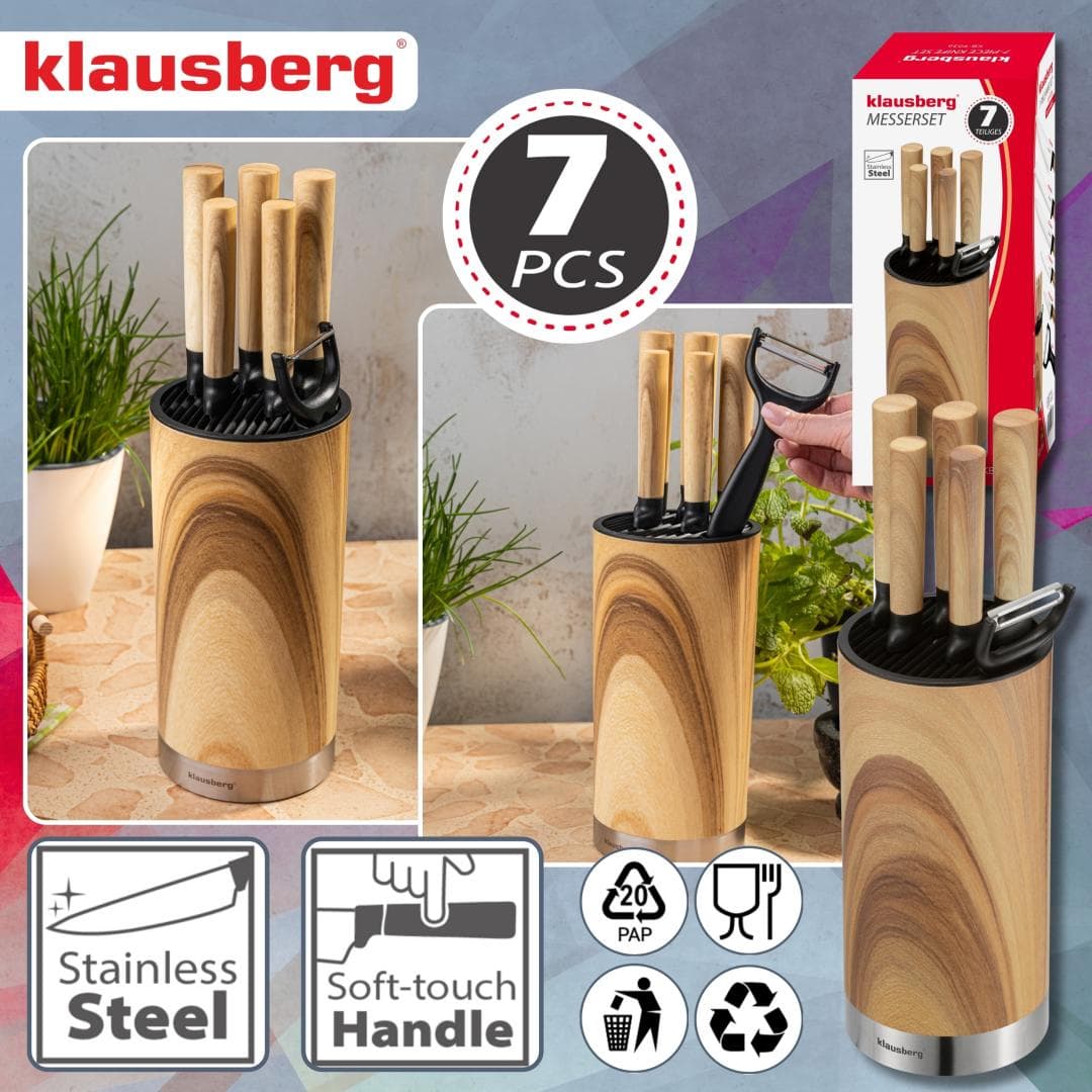 Set 7 kuhinjskih nožev z bloki in luščilnikom, nerjavno jeklo, KLAUSBERG KB-9036 5