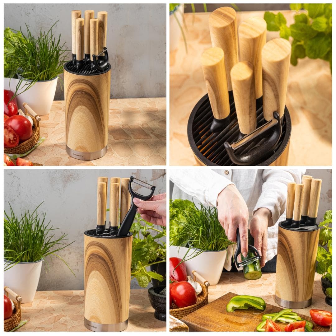 Set 7 kuhinjskih nožev z bloki in luščilnikom, nerjavno jeklo, KLAUSBERG KB-9036 7