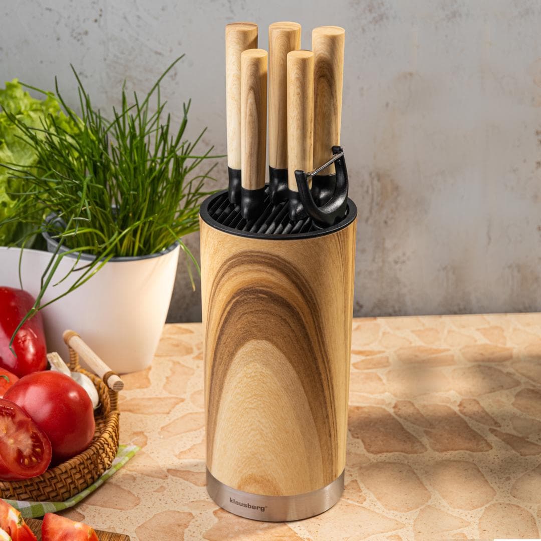 Set 7 kuhinjskih nožev z bloki in luščilnikom, nerjavno jeklo, KLAUSBERG KB-9036 2