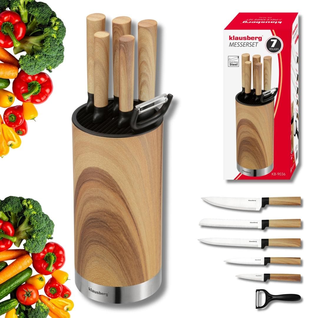 Set 7 kuhinjskih nožev z bloki in luščilnikom, nerjavno jeklo, KLAUSBERG KB-9036 3