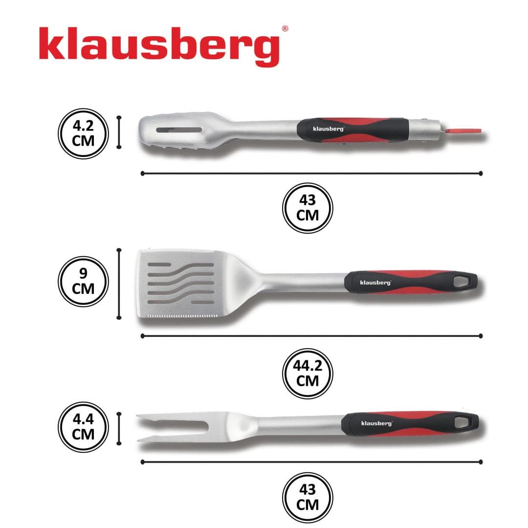 Set za žar Klausberg KB-7899, 3 elementi, nerjavno jeklo, plastični ročaji 5