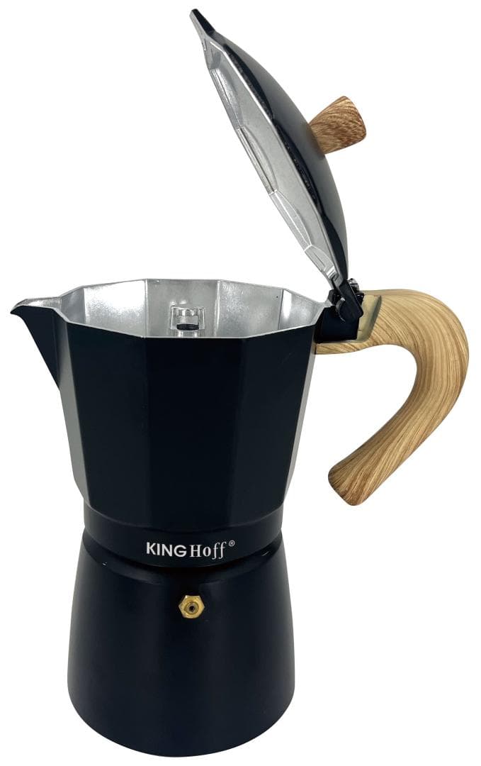 Kavos aparat za espresso KING Hoff KH-1886, 6 skodelic, aluminij, črn/les