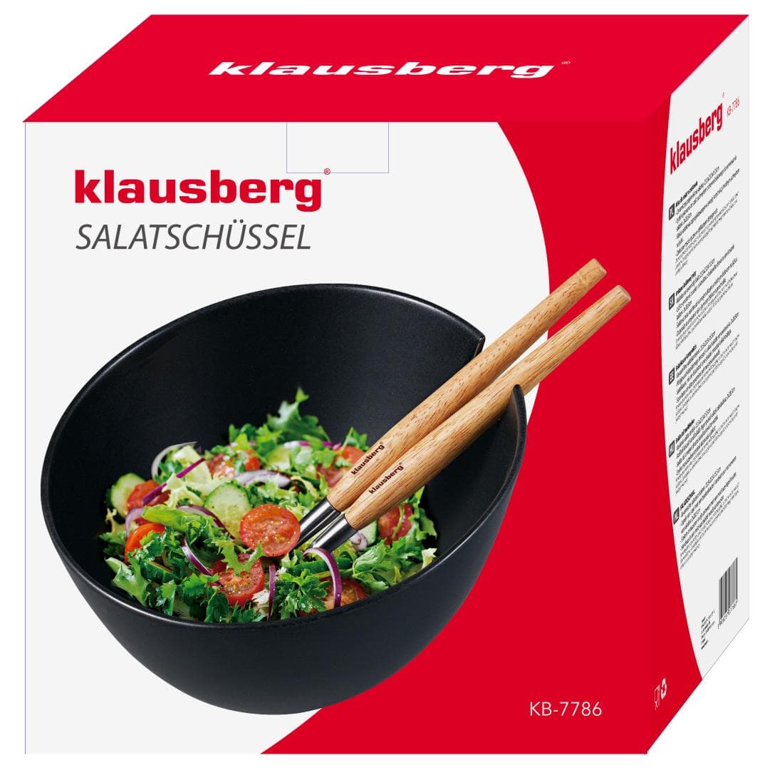 Solatna skleda, keramična, črna, s setom žlic, KLAUSBERG 3