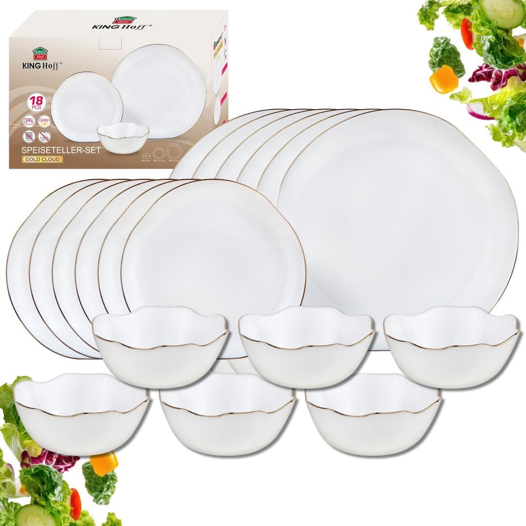 KING Hoff Set kozarcev 18 kosov (opal, bel z zlatim robom) 3