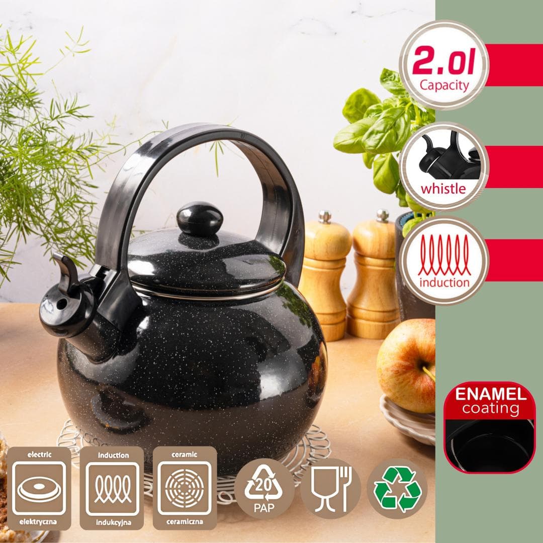 KingHoff KH-2039 Emajliran lonec za vodo, črn, 2.2L 6