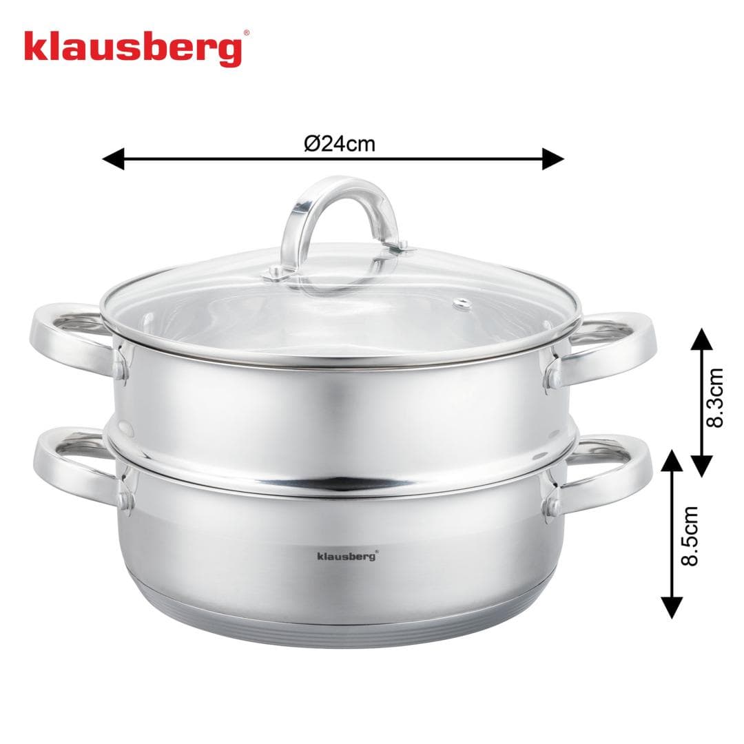 Kuhinjski lonec za kuhanje na pari, jeklo, komplet 3 delni, ø24cm - 3,5l 6