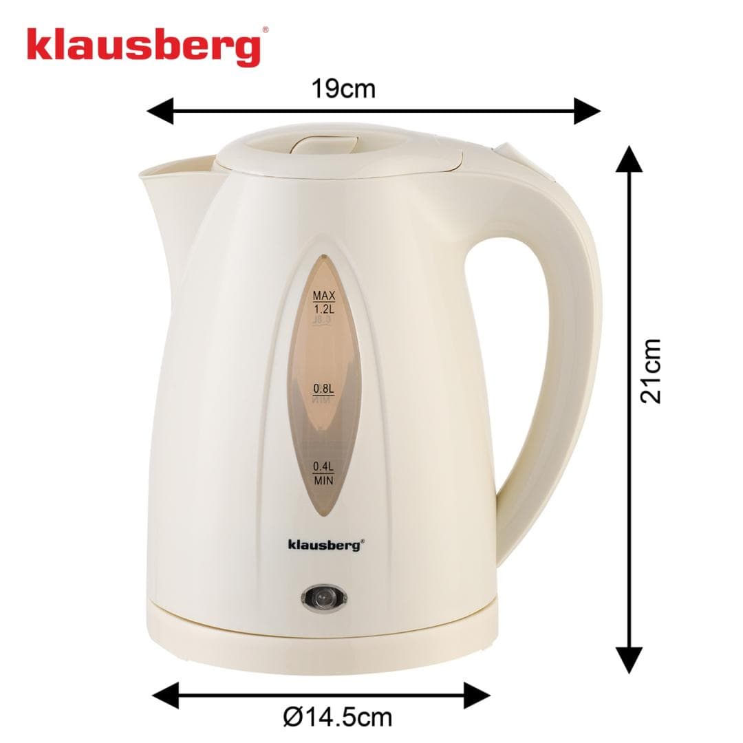 Električni kuhalnik vode 1,2 l, krem, LED, hitro vrenje, Klausberg 6