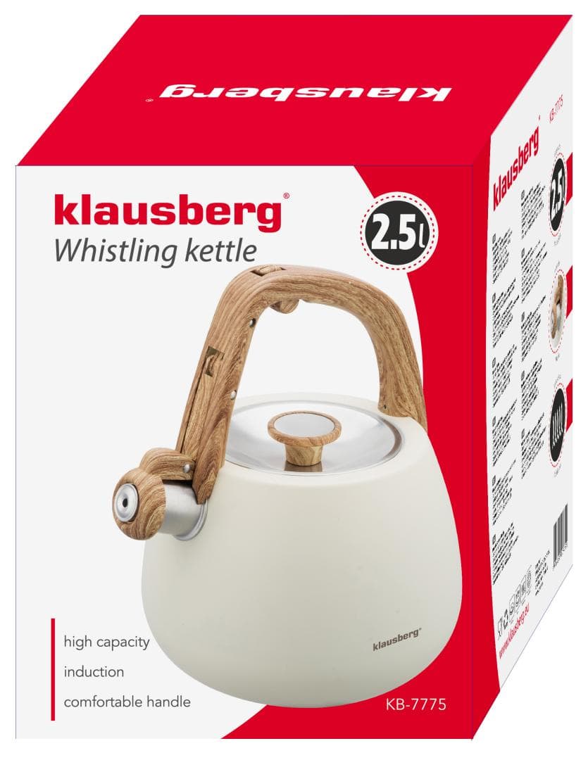 Kuhinjski lonec s piščalko, bež, leseni ročaj, 2,5 L, KLAUSBERG 4