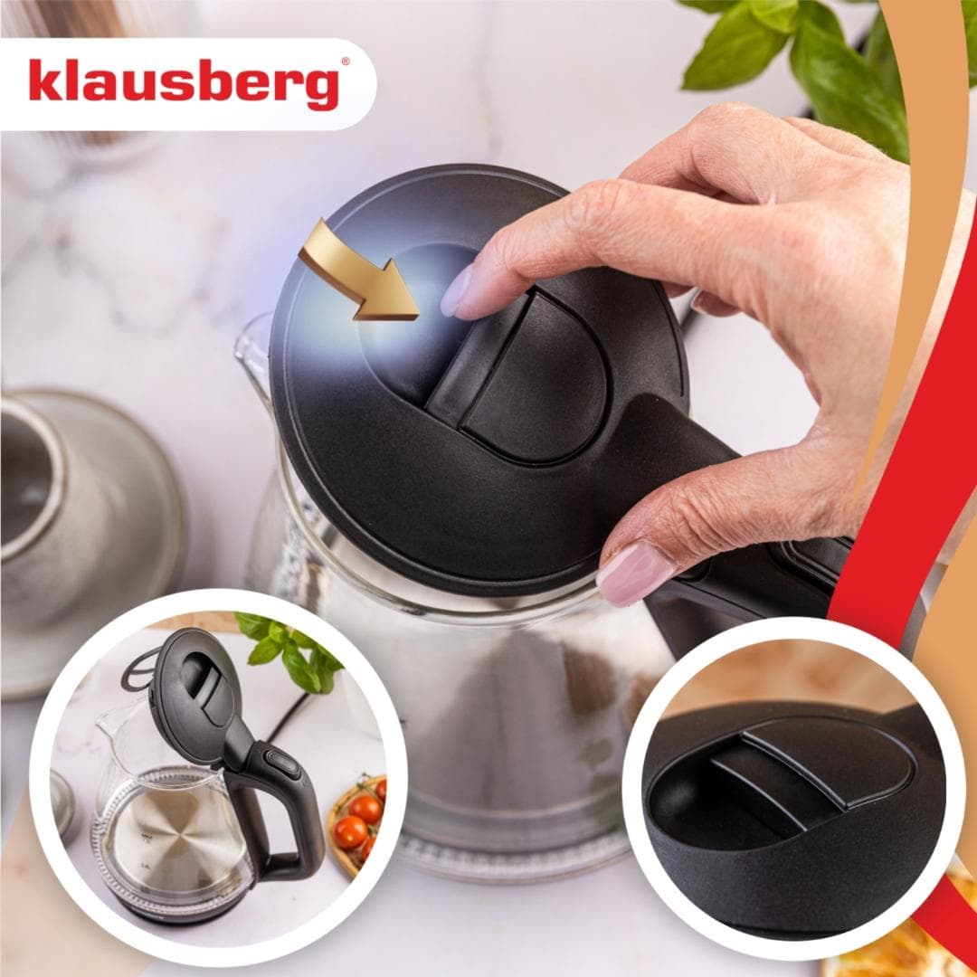 Steklen električni kuhalnik vode 1,2 l, LED, Klausberg 4