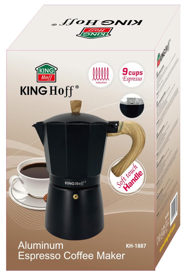 Kavos aparat za espresso KING Hoff KH-1887, 9 skodelic, aluminij, črn/les