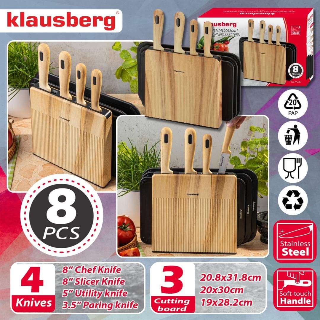 Set 8 nožev in desk z organizatorjem, nerjavno jeklo, KLAUSBERG KB-9037 4