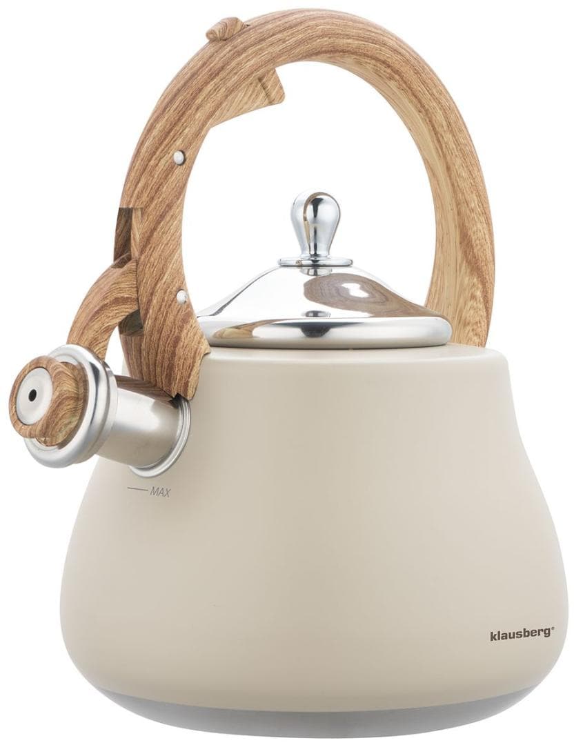 Klausberg kotliček za vodo KB-7919, bež, imitacija lesa, 2,8l, s piščalko