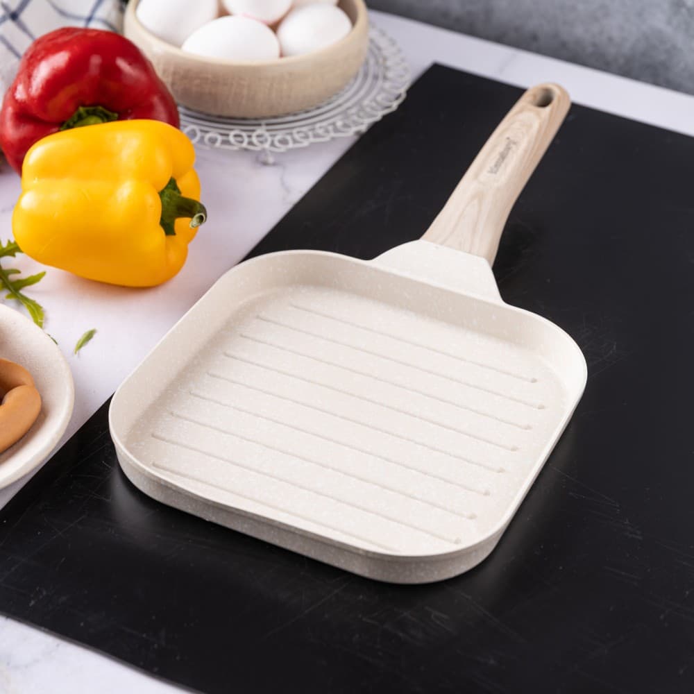 Klausberg grill ponev, bež, 36x18,5 cm, neprijemljiva, leseni ročaj 7