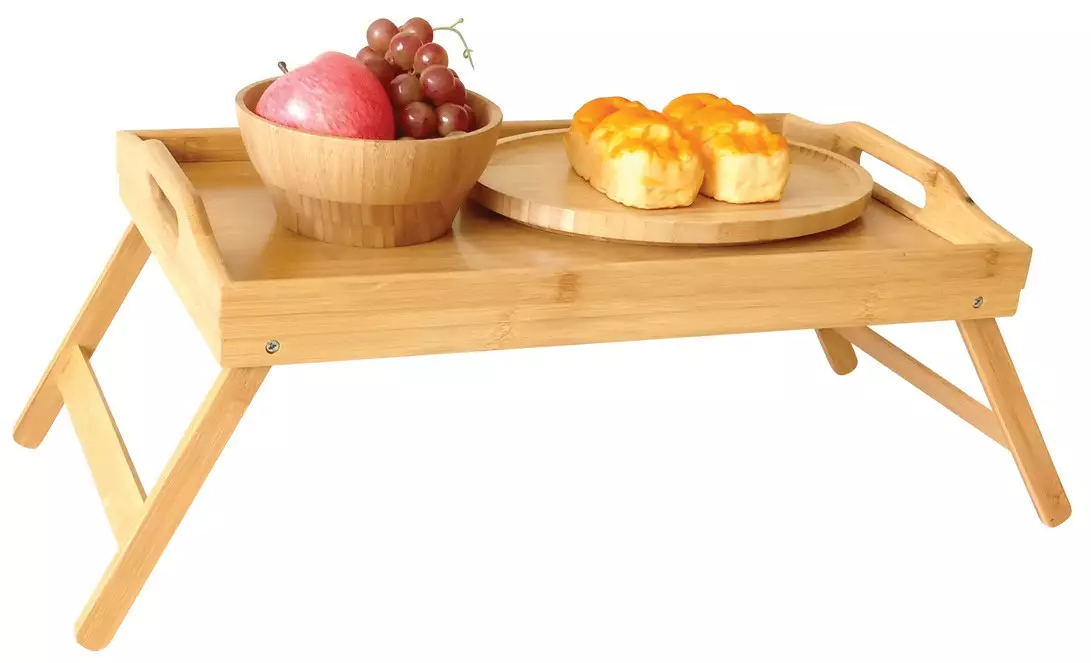 KING Hoff Bambusov servirni mizica/pladenj s preklopnimi nogami