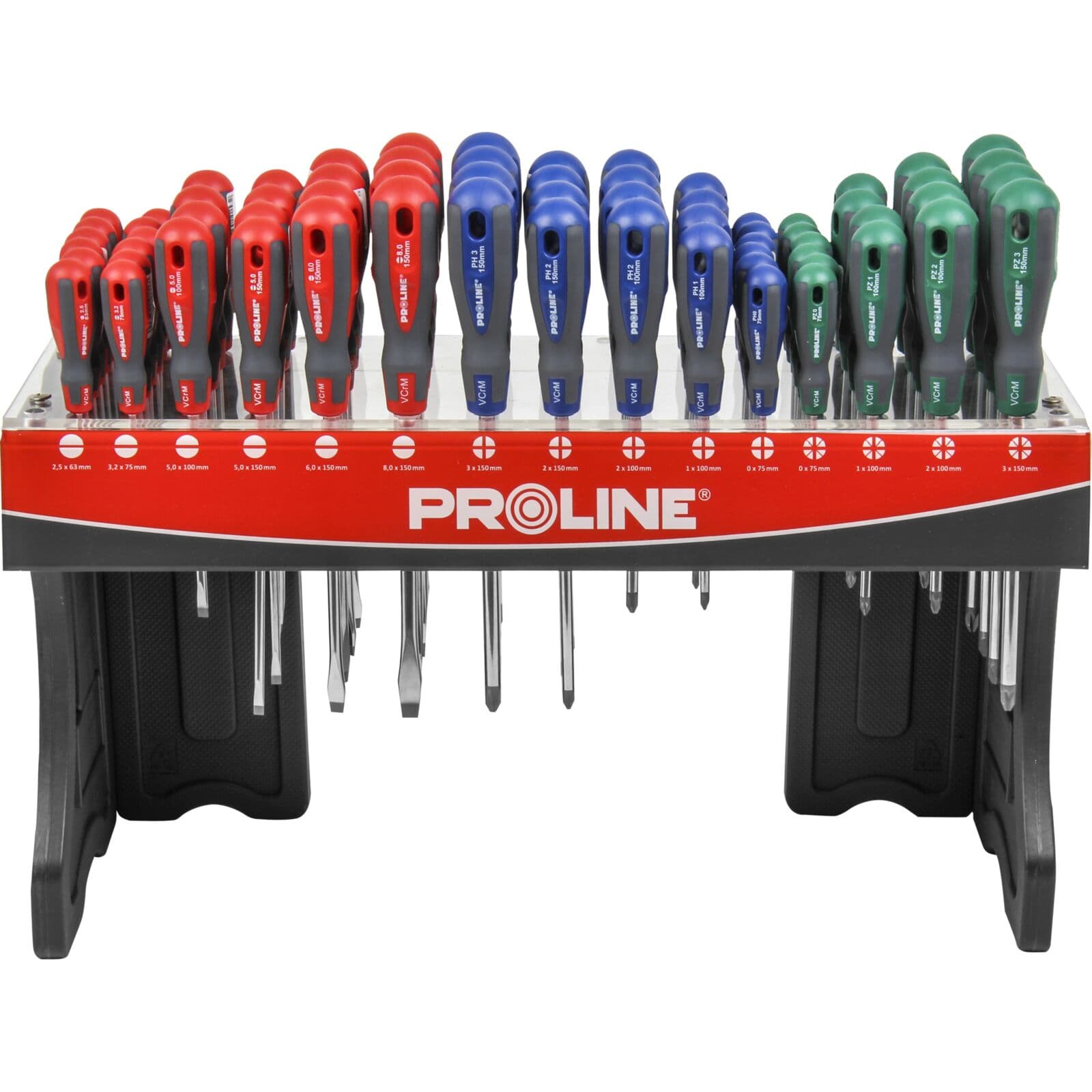 Razstavni set 68 izvijačev Proline (ploščati, PH, PZ)