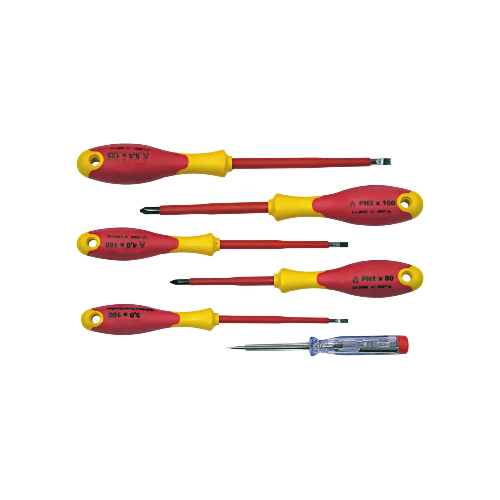 Stanley Komplet 5 dvokomponentnih izvijačev KK23-PH + indikator napetosti 1000V
