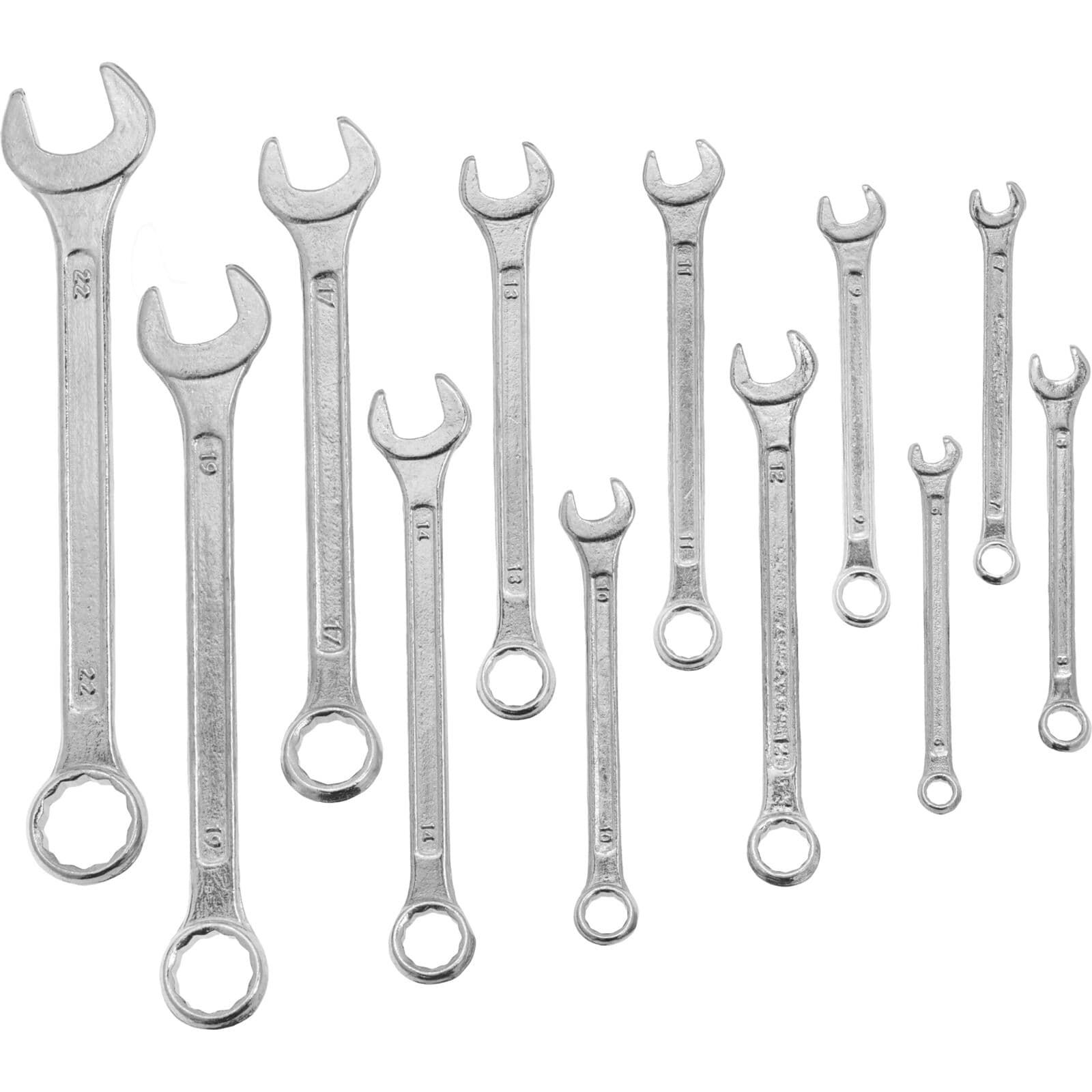 Set očesno-vilicastih ključev Mega, 12 kosov, 6-22 mm, v etuiju