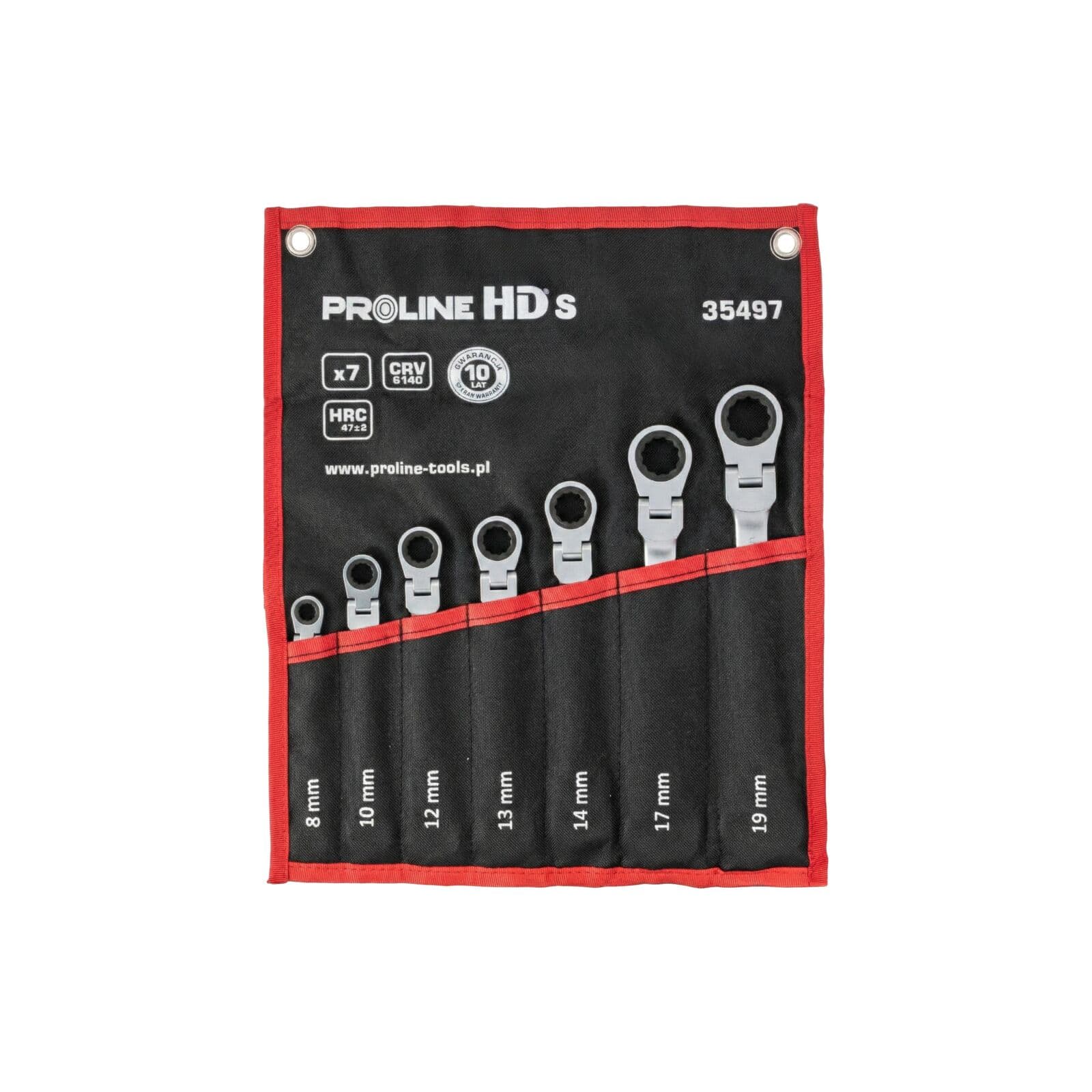 Kombinirani ključi z ragljo in gibljivo glavo set 7 kos (8-19mm), Proline "HD"