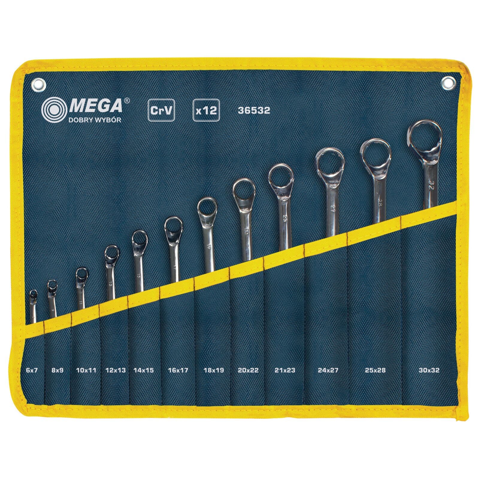 Mega set ukrivljenih očesnih ključev 6x7-30x32 mm, 12 kosov